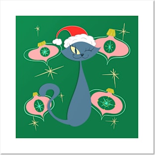 Russian Blue Cat with Pink Ornaments Posters and Art